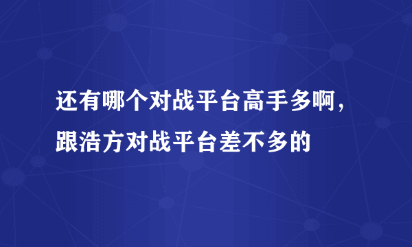 还有哪个对战平台高手多啊，跟浩方对战平台差不多的