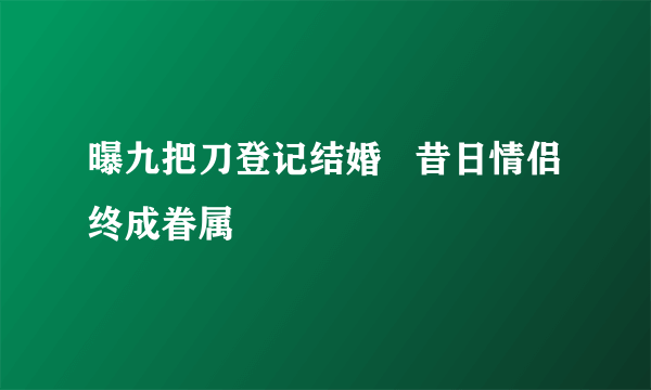 曝九把刀登记结婚   昔日情侣终成眷属