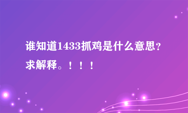 谁知道1433抓鸡是什么意思？求解释。！！！