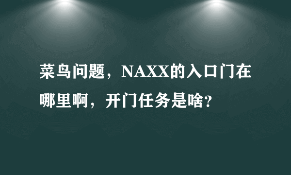 菜鸟问题，NAXX的入口门在哪里啊，开门任务是啥？