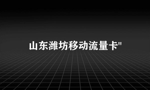 山东潍坊移动流量卡