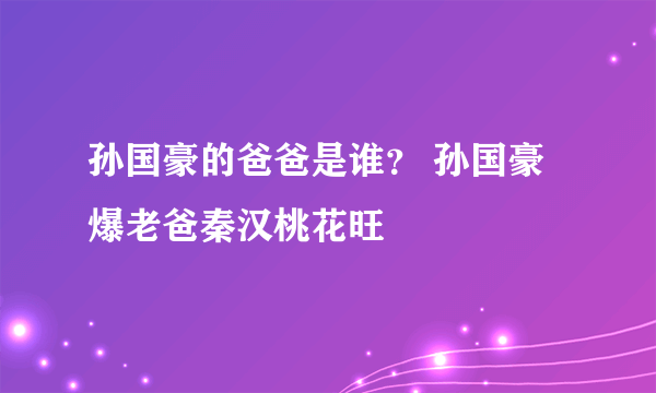 孙国豪的爸爸是谁？ 孙国豪爆老爸秦汉桃花旺