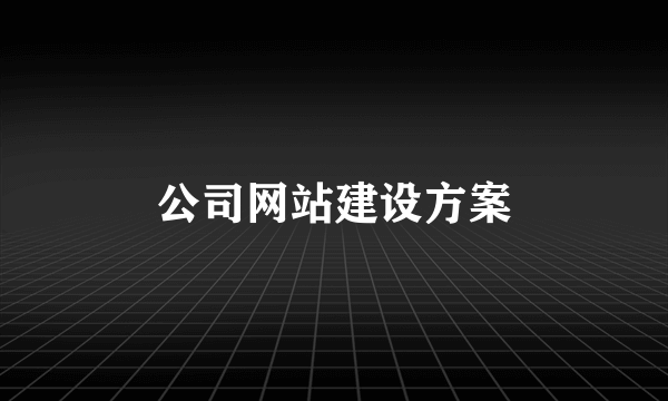 公司网站建设方案