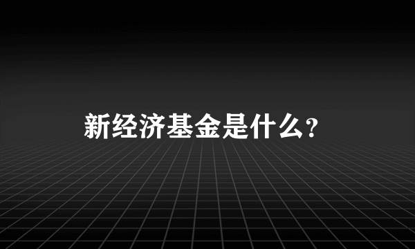 新经济基金是什么？