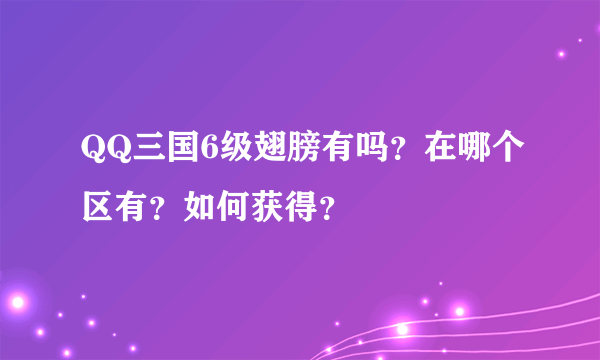 QQ三国6级翅膀有吗？在哪个区有？如何获得？