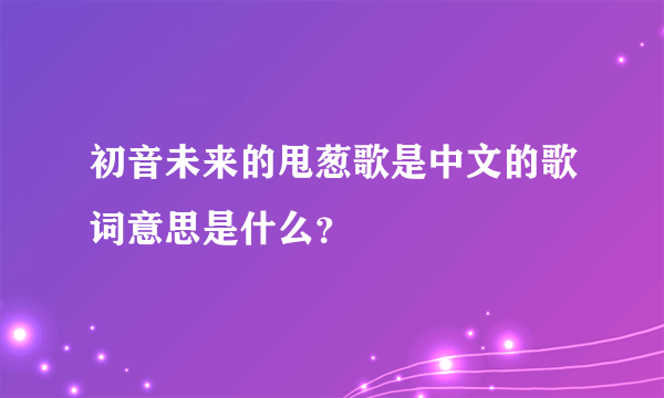 初音未来的甩葱歌是中文的歌词意思是什么？