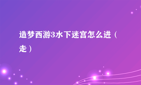 造梦西游3水下迷宫怎么进（走）