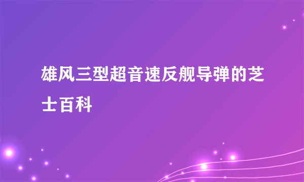 雄风三型超音速反舰导弹的芝士百科