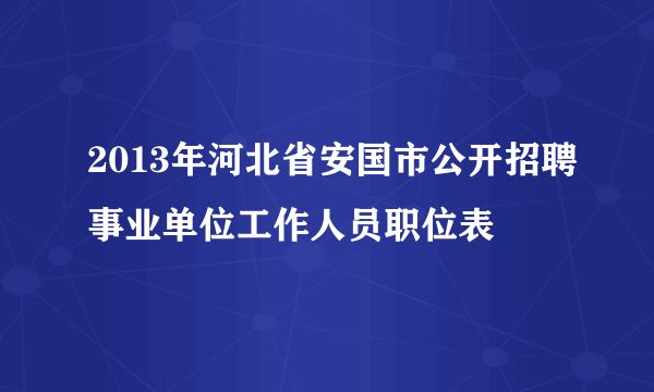 2013年河北省安国市公开招聘事业单位工作人员职位表