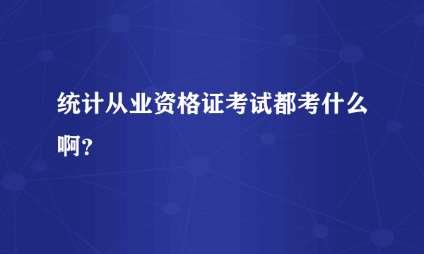 统计从业资格证考试都考什么啊？