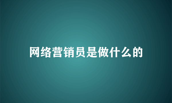 网络营销员是做什么的