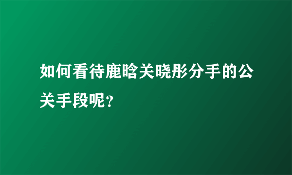 如何看待鹿晗关晓彤分手的公关手段呢？