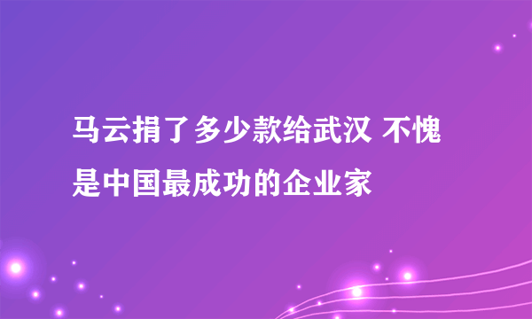 马云捐了多少款给武汉 不愧是中国最成功的企业家