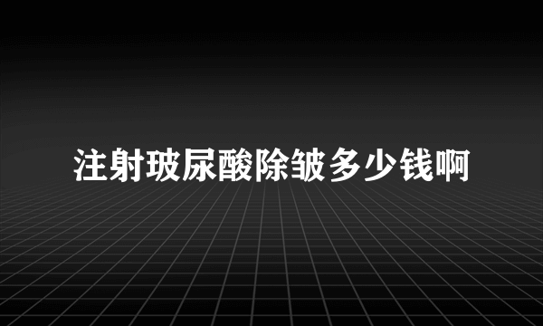 注射玻尿酸除皱多少钱啊