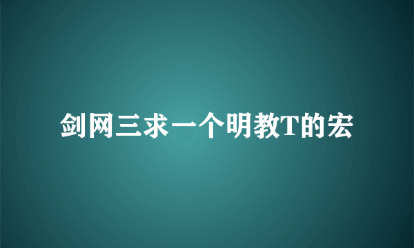 剑网三求一个明教T的宏