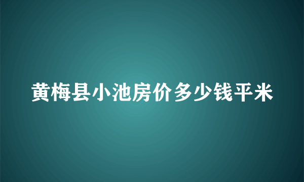 黄梅县小池房价多少钱平米