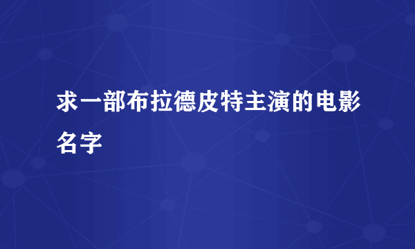 求一部布拉德皮特主演的电影名字