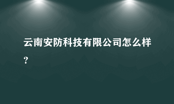 云南安防科技有限公司怎么样？