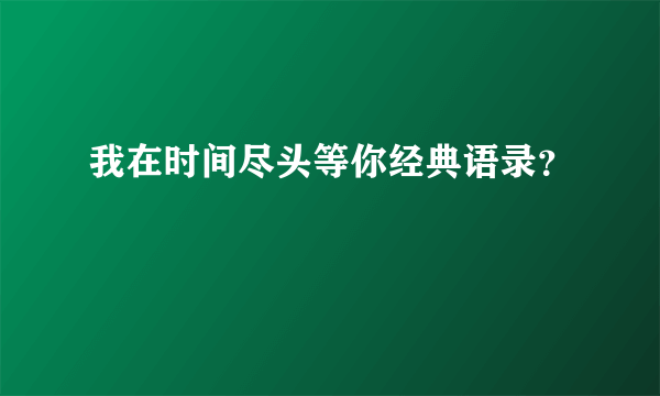 我在时间尽头等你经典语录？