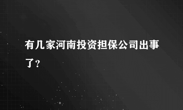 有几家河南投资担保公司出事了？