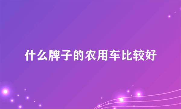 什么牌子的农用车比较好