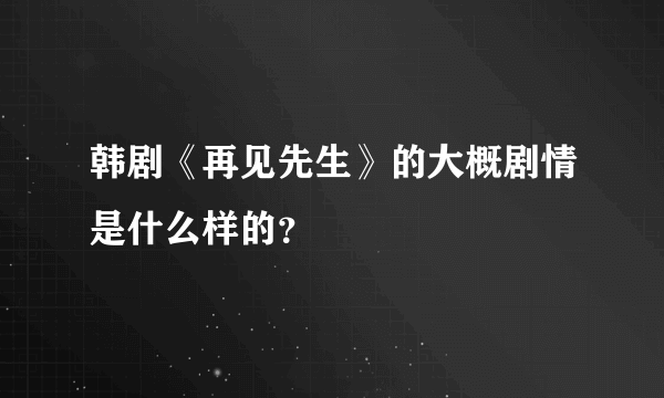 韩剧《再见先生》的大概剧情是什么样的？