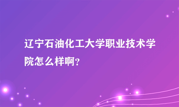 辽宁石油化工大学职业技术学院怎么样啊？