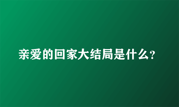 亲爱的回家大结局是什么？