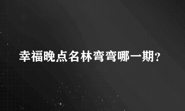 幸福晚点名林弯弯哪一期？