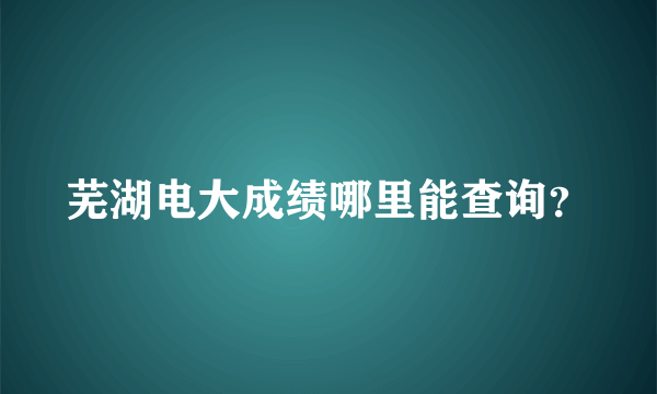 芜湖电大成绩哪里能查询？