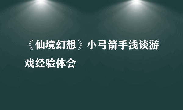 《仙境幻想》小弓箭手浅谈游戏经验体会