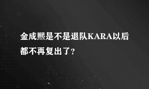 金成熙是不是退队KARA以后都不再复出了？