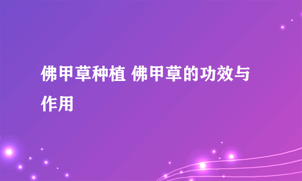 佛甲草种植 佛甲草的功效与作用