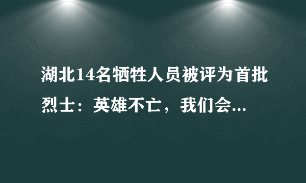 湖北14名牺牲人员被评为首批烈士：英雄不亡，我们会永远记得你们