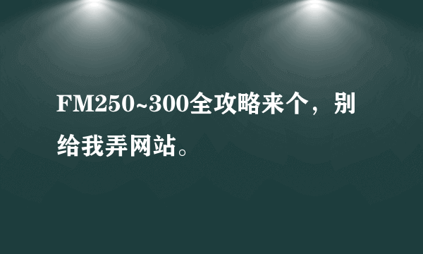 FM250~300全攻略来个，别给我弄网站。