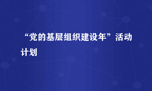 “党的基层组织建设年”活动计划