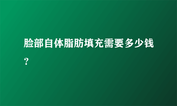 脸部自体脂肪填充需要多少钱？