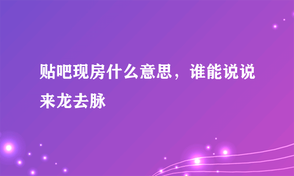 贴吧现房什么意思，谁能说说来龙去脉