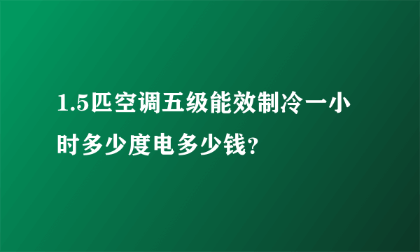 1.5匹空调五级能效制冷一小时多少度电多少钱？