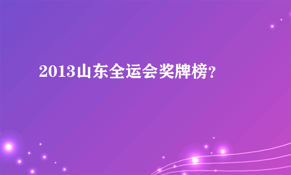 2013山东全运会奖牌榜？