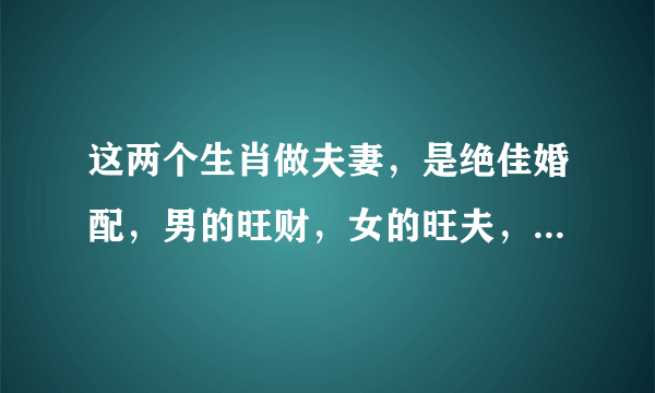 这两个生肖做夫妻，是绝佳婚配，男的旺财，女的旺夫，财源滚滚来