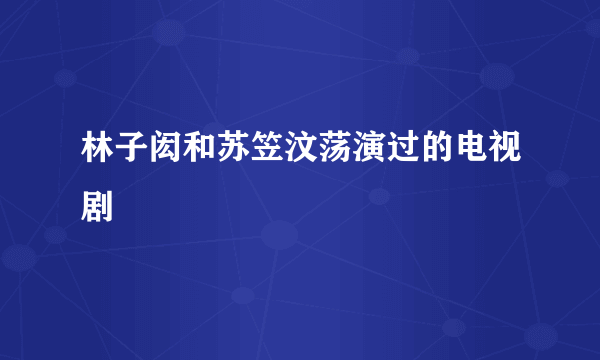 林子闳和苏笠汶荡演过的电视剧