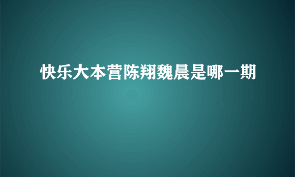 快乐大本营陈翔魏晨是哪一期