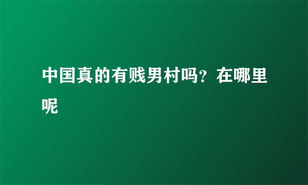 中国真的有贱男村吗？在哪里呢