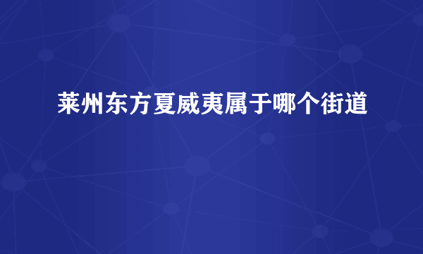 莱州东方夏威夷属于哪个街道