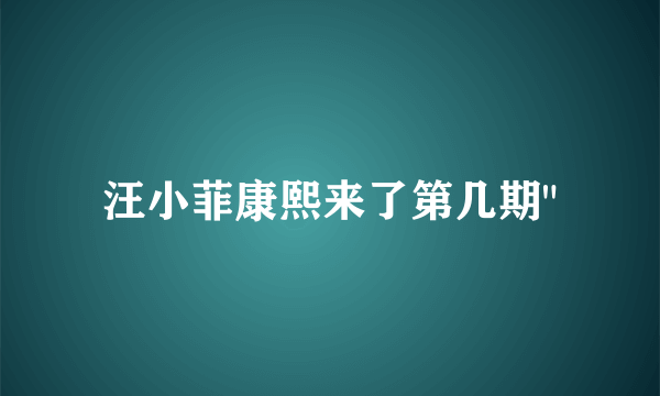 汪小菲康熙来了第几期