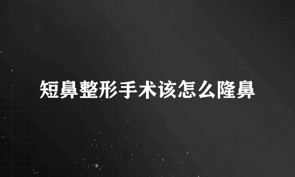 短鼻整形手术该怎么隆鼻