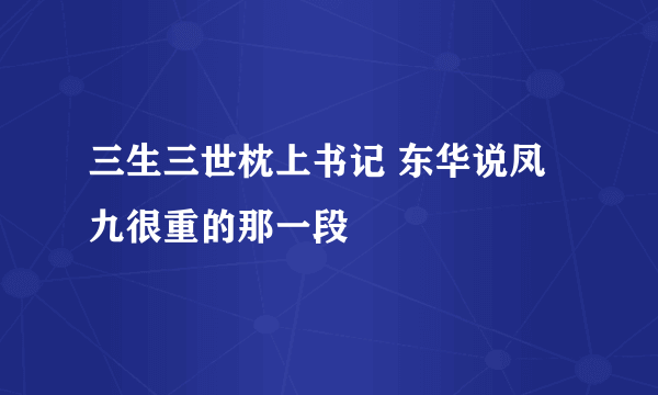 三生三世枕上书记 东华说凤九很重的那一段