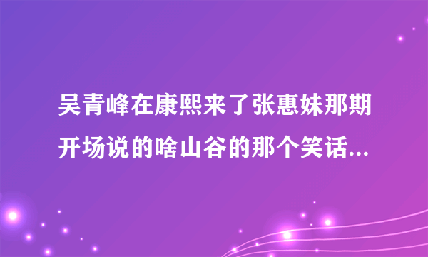 吴青峰在康熙来了张惠妹那期开场说的啥山谷的那个笑话是神马意思？