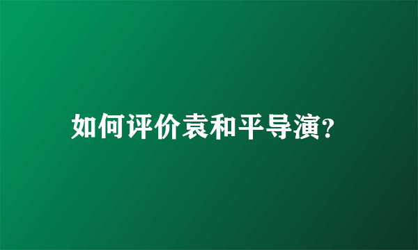 如何评价袁和平导演？